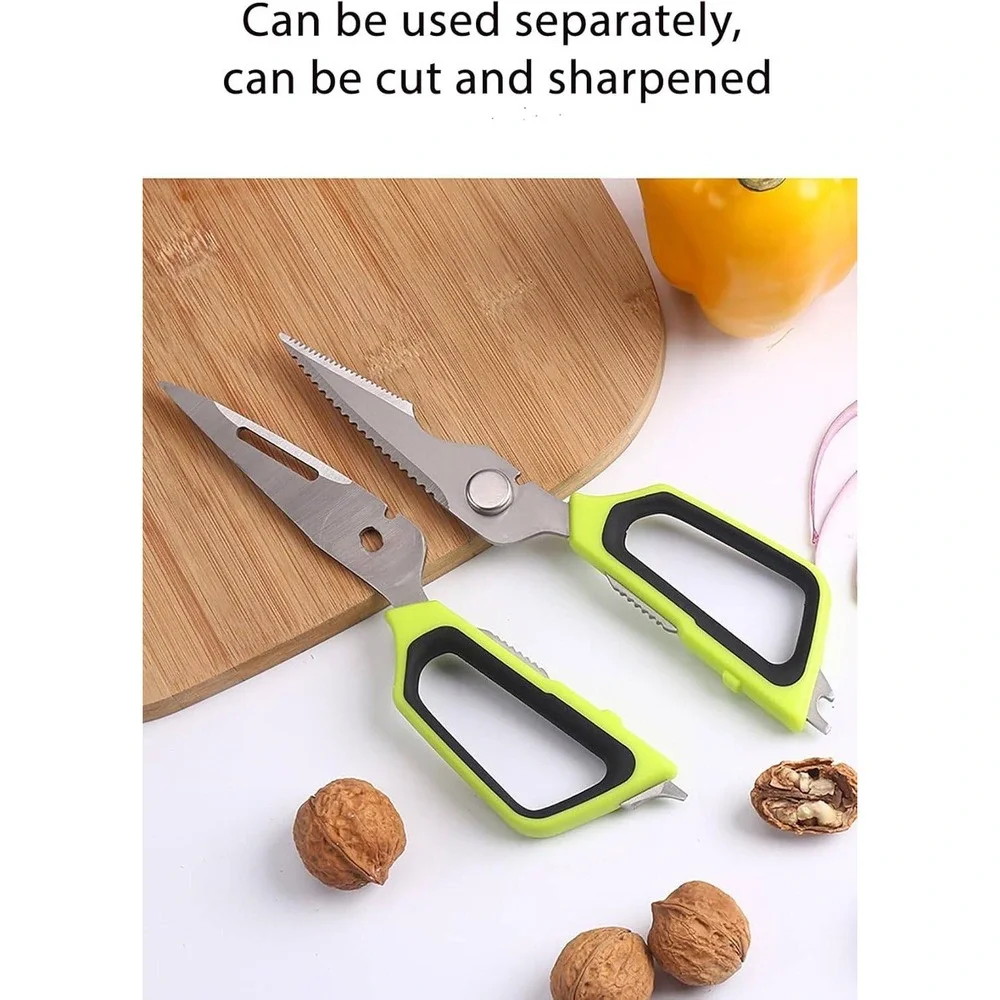 Multi-Purpose Kitchen Shears Stainless Steel Heavy Duty Scissors Neon Green